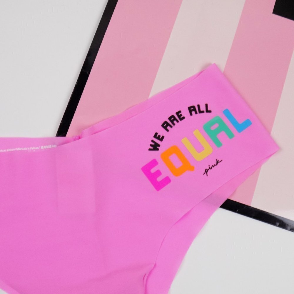 nwt VS PINK pride equality rainbow logo no show seamless cheekster tanga